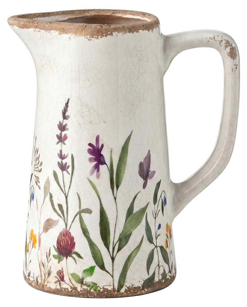 Clayre & Eef Dekorative Kanne Beige Keramik Blumen