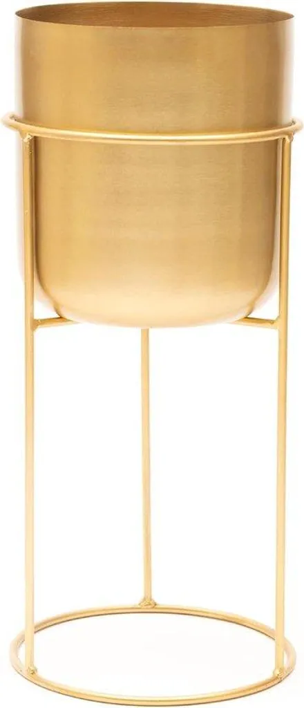 Pot de fleurs intérieur 50 cm avec soucoupe dorée anti-fuite d'eau