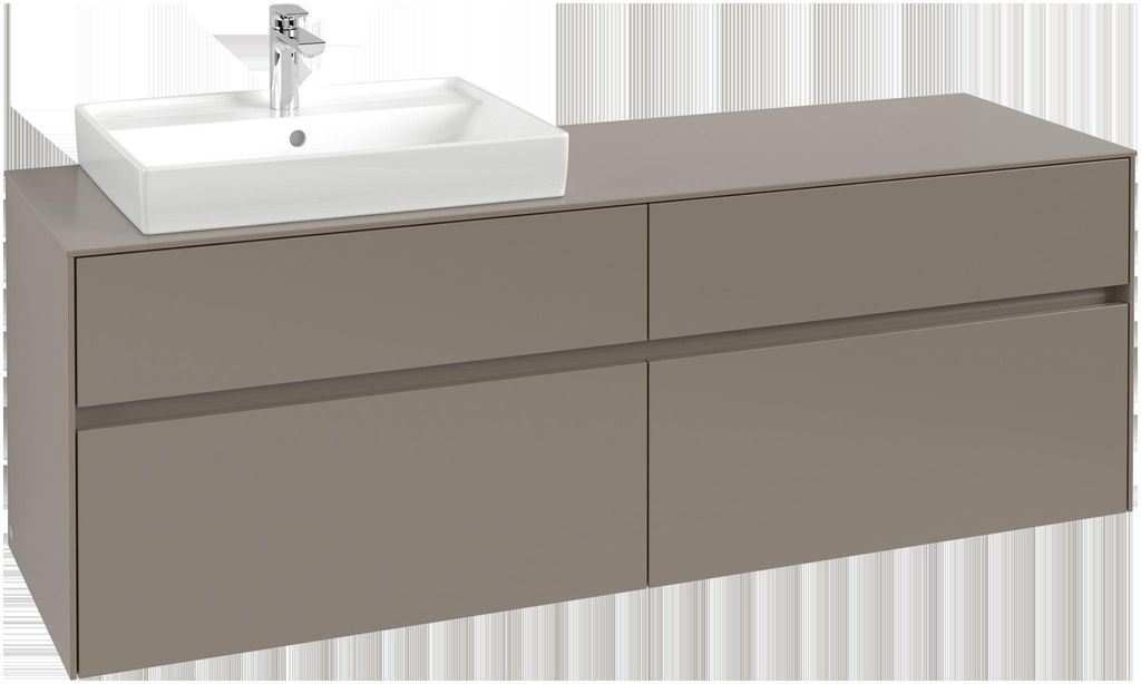 Villeroy & Boch Collaro Waschbeckenunterschrank, wandhängend, 4 Auszüge, Waschbecken links, 1600x548x500mm, C02200VL
