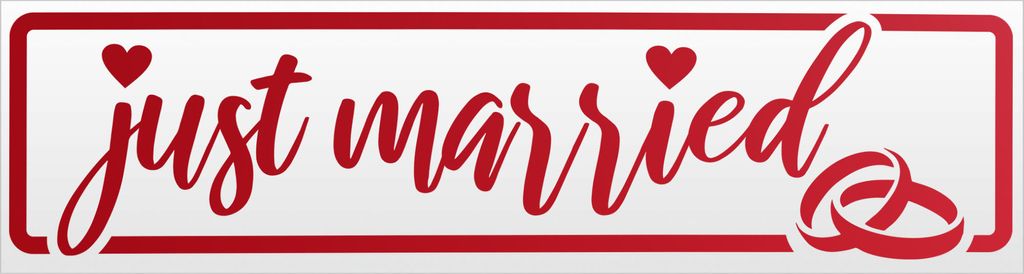 Kiwistar Just Married Ringe Hochzeit Magnetschild Schild magnetisch - 45cm Rot - reflektierend - Magnetfolie für Auto PKW Kfz