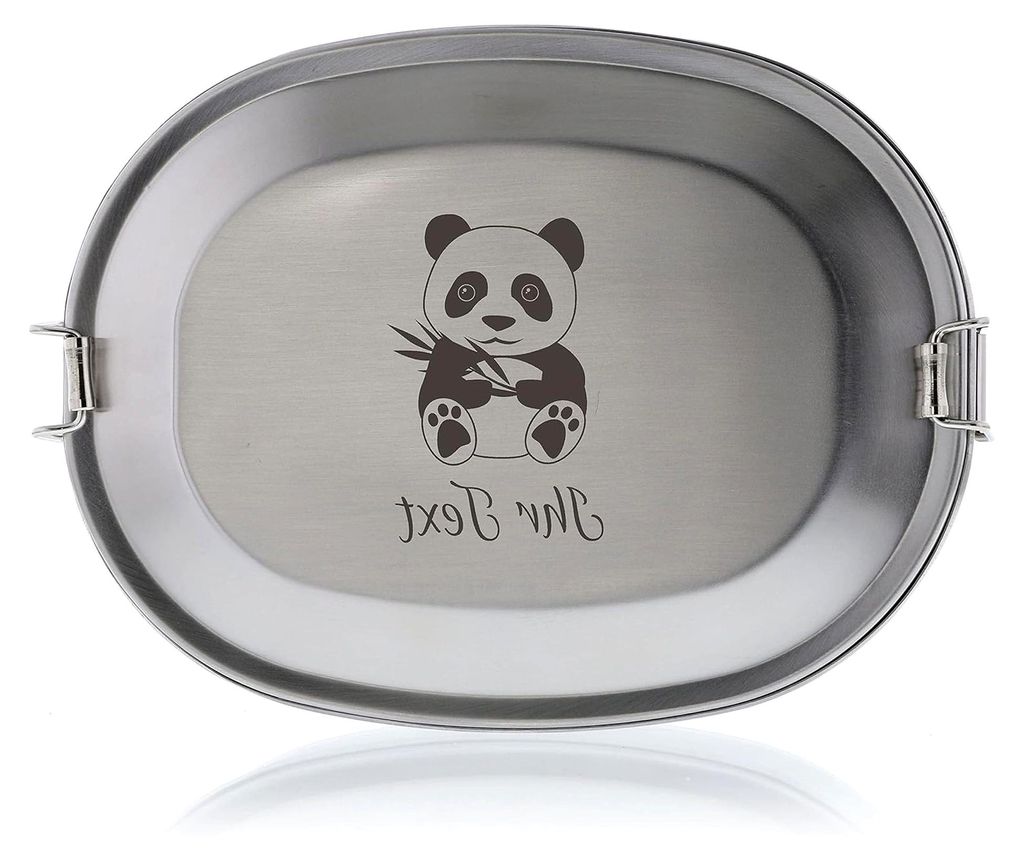 Personalisierbare Brotdose aus Edelstahl – Panda – gravierte Brotbox für Kindergarten, Schule, Ausflüge und mehr – spülmaschinenfeste Lunc...