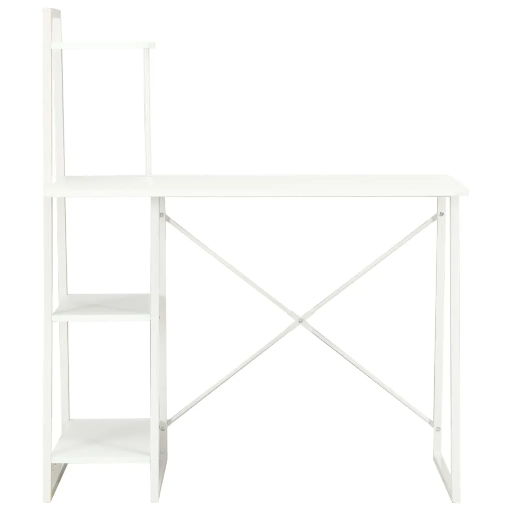 Bureau d'ordinateur blanc avec bibliothèque intégrée 102 cm - vidaXL