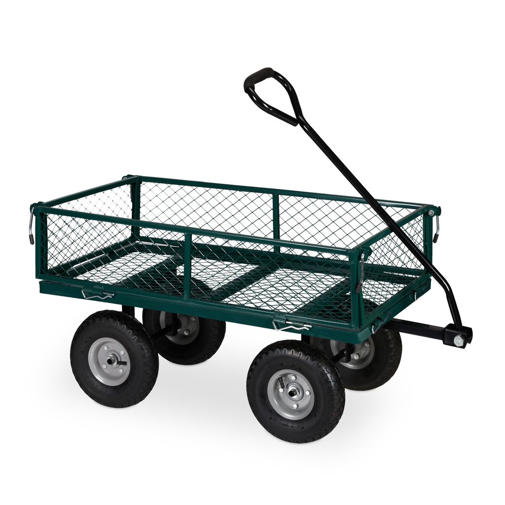 Bolderkar - bis zu 200 kg - mit Luftreifen - klappbare Seitenwände - Transportkar - grün