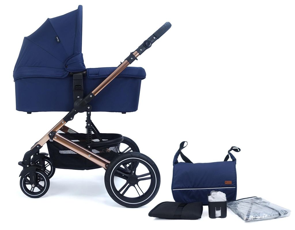 Pixini Kombikinderwagen Aloha 2in1 mit Tragewanne gold poliert/marine