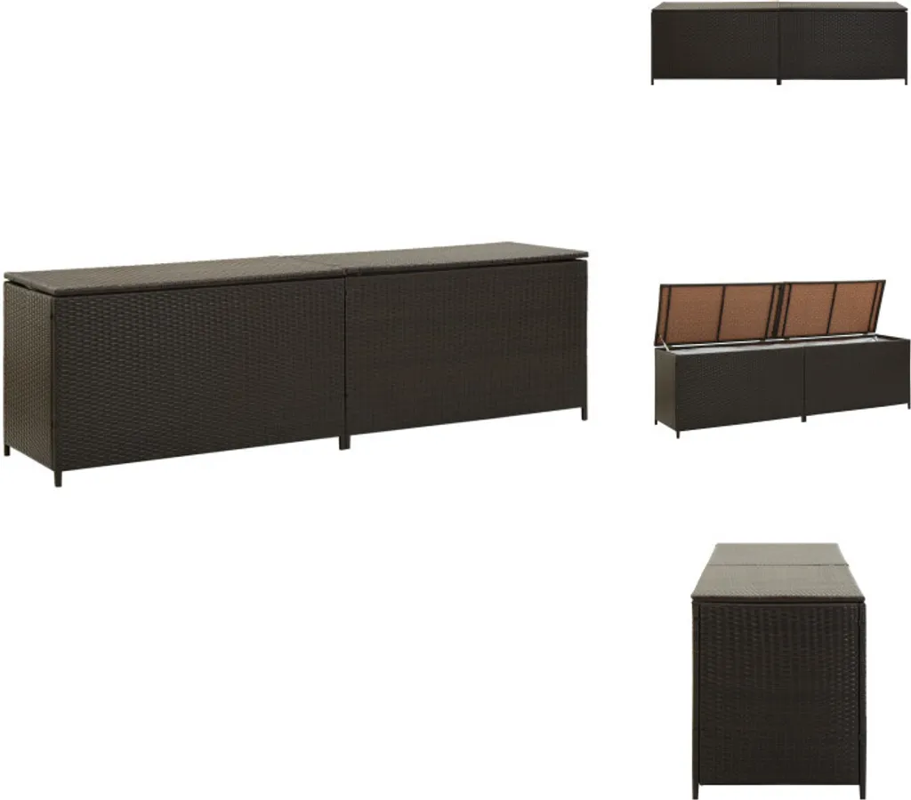 vidaXL Boîte de jardin en résine tressée marron coffre 200x50x60 cm