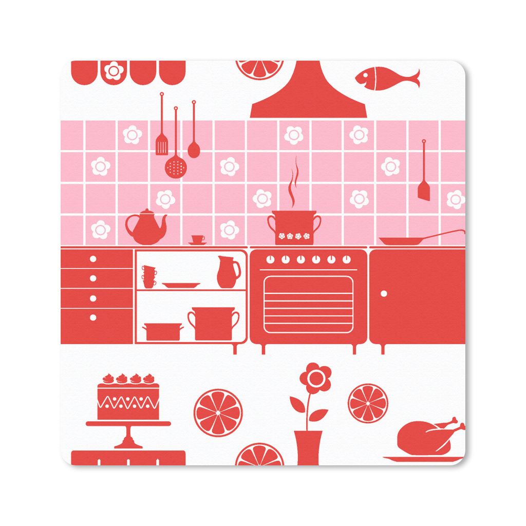 MuchoWow Mauspad Mousepad Muster - Pfannen - Design - Haus - Rosa 30x30 cm - Mousepads - Maus Mat - Pad - Mausunterlage - Gaming