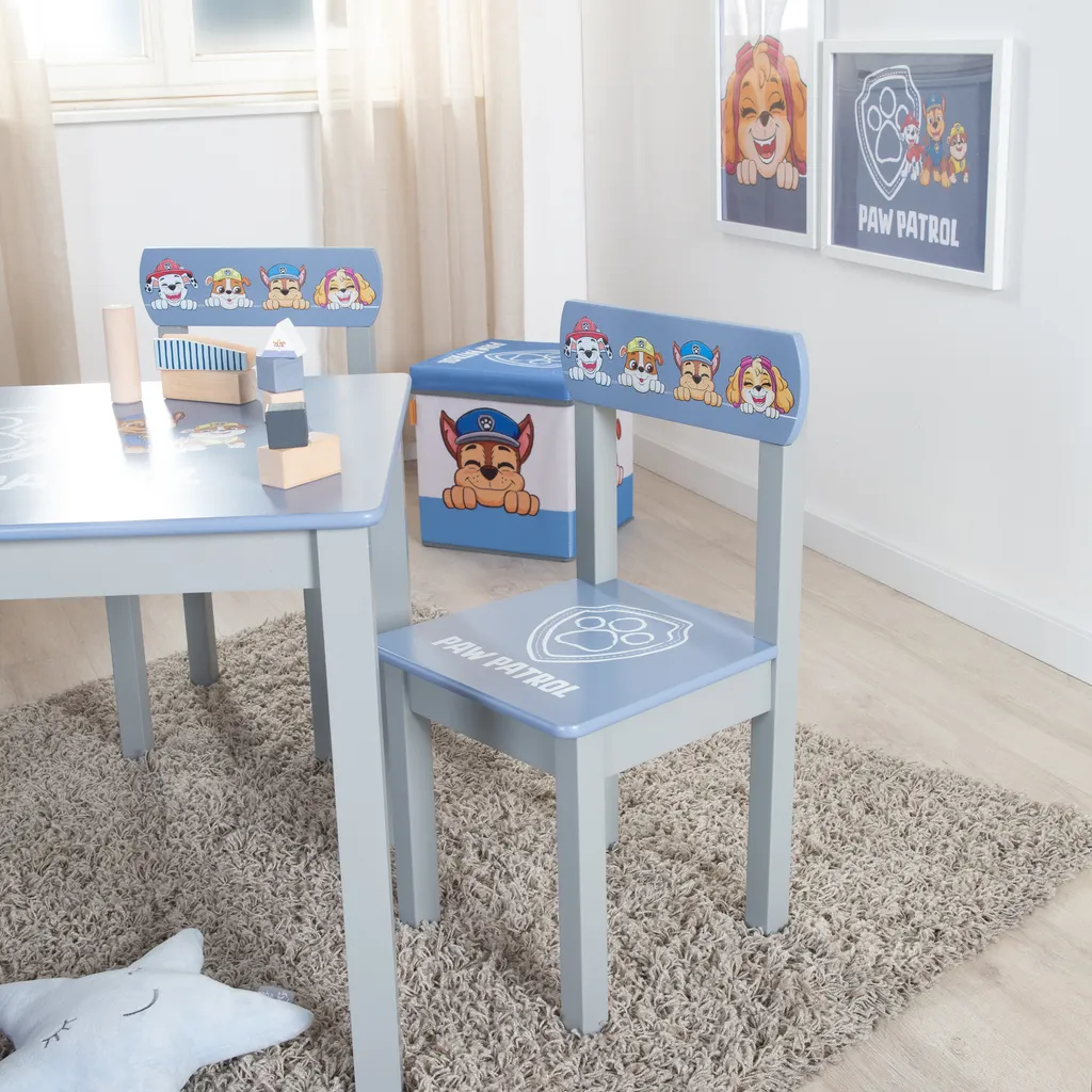 Set Tavolino Paw Patrol + 2 Sedie | Arredo Bimbi Legno Grigio Blu - 12
