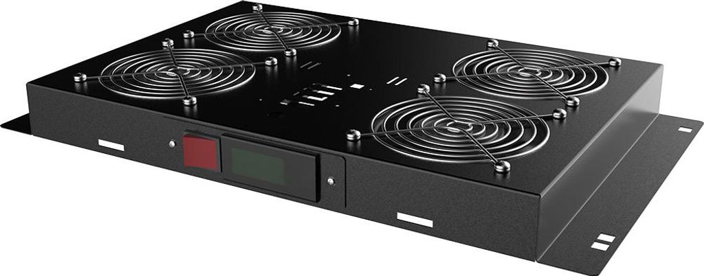 Rockstable 1HE 19 Zoll in Rack Lüftereinheit mit 4 Hochleistungslüfter - digitale Temperatursteuerung | PremiumLine RSPL19-FTDT4