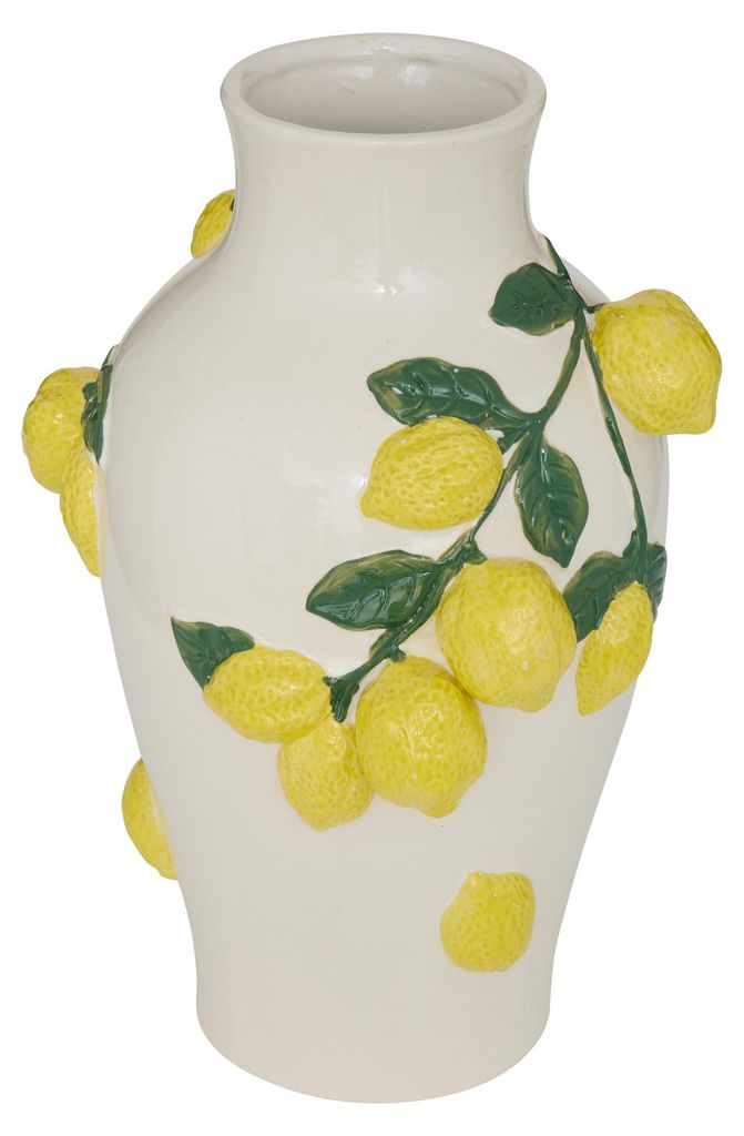 Atmosphera Blumenvase Zitronen - gelb - Keramik - D20 x H33 Produktbild 