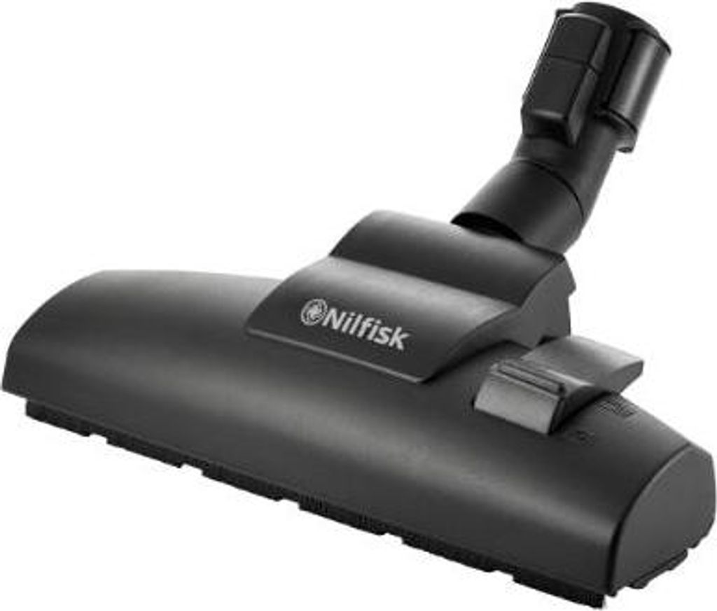 A black vacuum cleaner nozzle is shown against a white background.