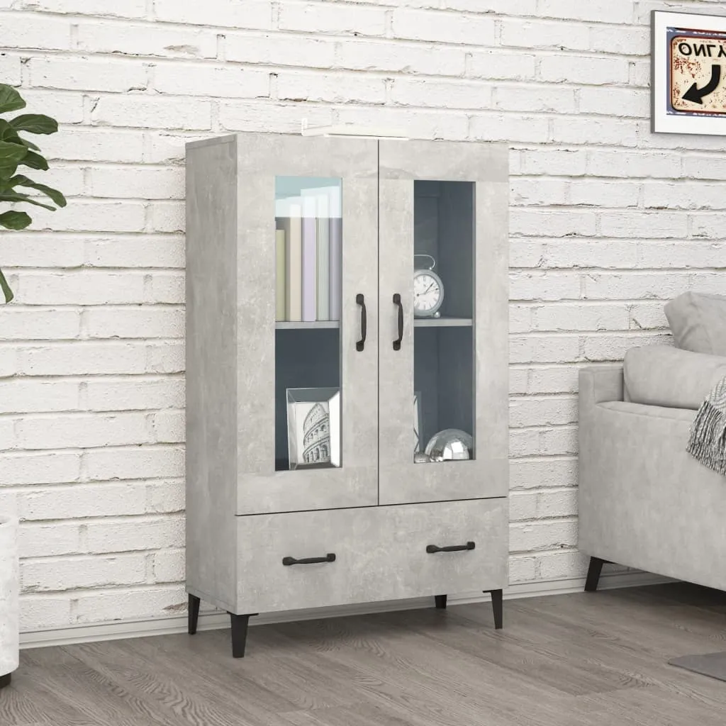 Credenza Alta Grigio Cemento 70x31x115 cm | Materiale Legno Certificato