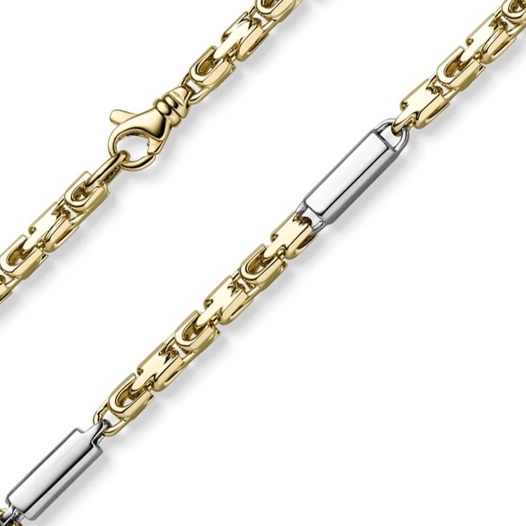 4,5mm Monte Carlo Armband 585 Gold Gelbgold Weißgold massiv bicolor 21cm Herren
