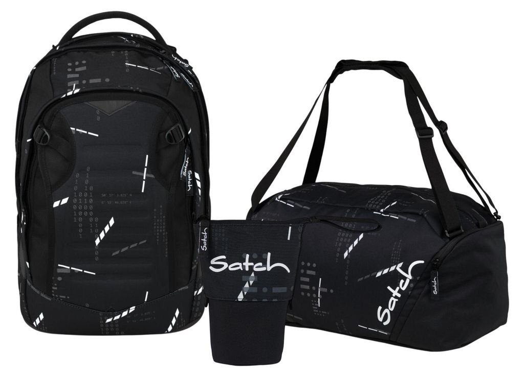 Satch, Schulrucksack-Set MATCH PLUS Ninja Matrix 3-tlg., ab. 5. Klasse