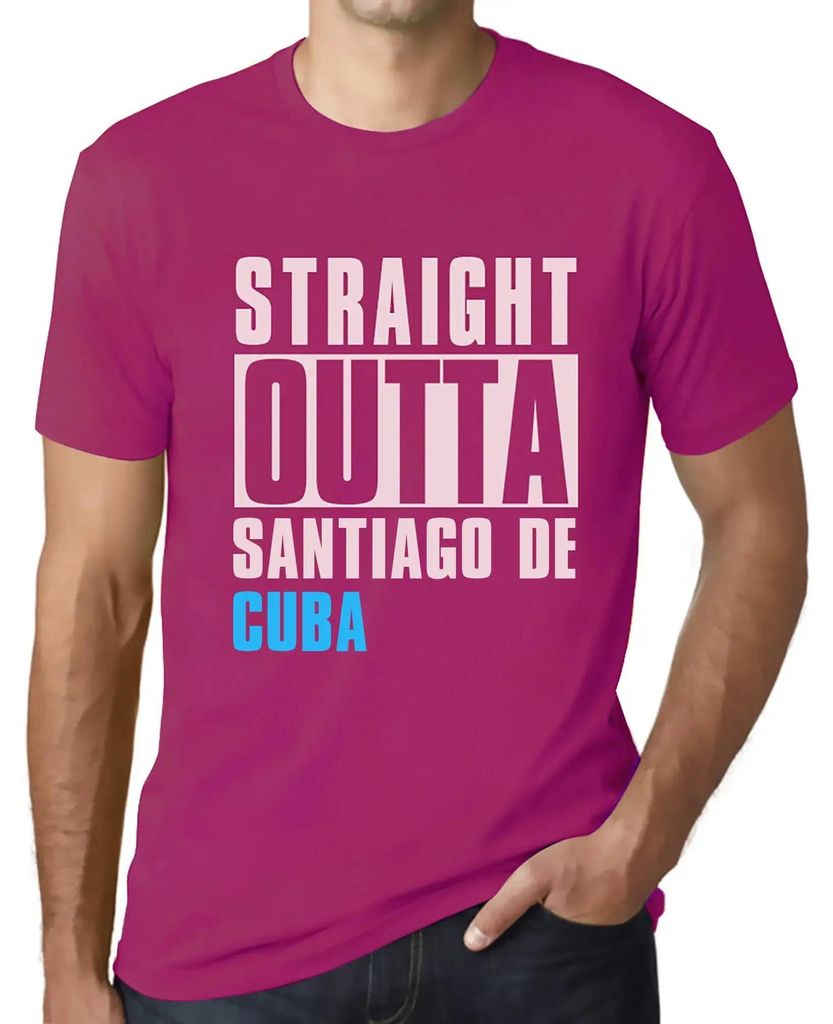 Herren Grafik T-Shirt Straight Outta Santiago De Cuba Öko-Verantwortlich Vintage Jahrgang Kurzarm Lustige Druck Geburtstag Geschenk Mann