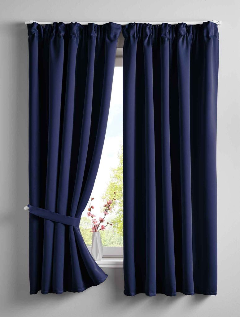 2er Set Verdunkelungsvorhänge Blickdicht »NewYork« verdeckte Schlaufen Blau HxB 160x140 cm Thermo-Gardine Blackout schalldämmend Kräuselband ...