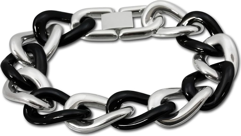 Amello Armband Damen Panzer Edelstahl Keramik silber