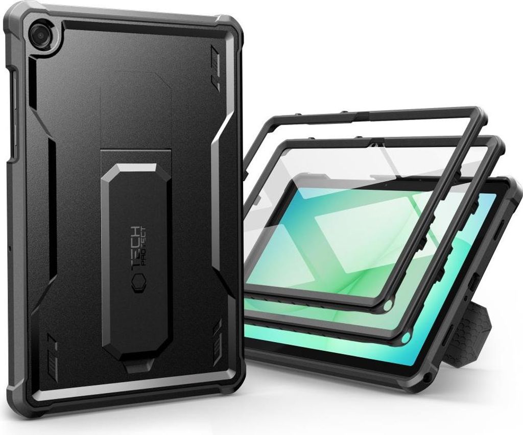 Schutzhülle mit Bildschirmschutz Tech-Protect Polyamid Pro für Galaxy Tab A11 Plus / A9 Plus, Schwarz