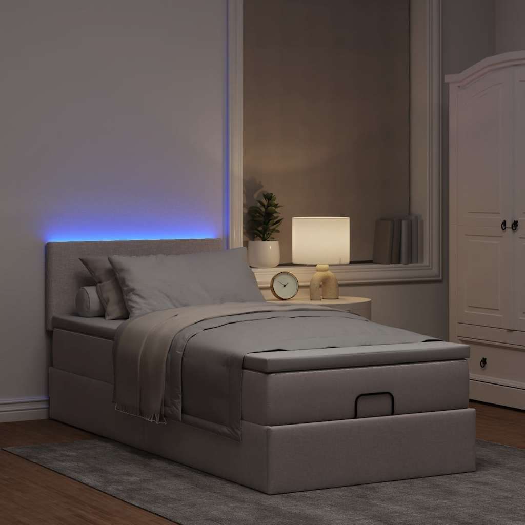 Maison Exclusive - Ottoman-Bett mit Matratze & LEDs Taupe 100x200 cm Stoff