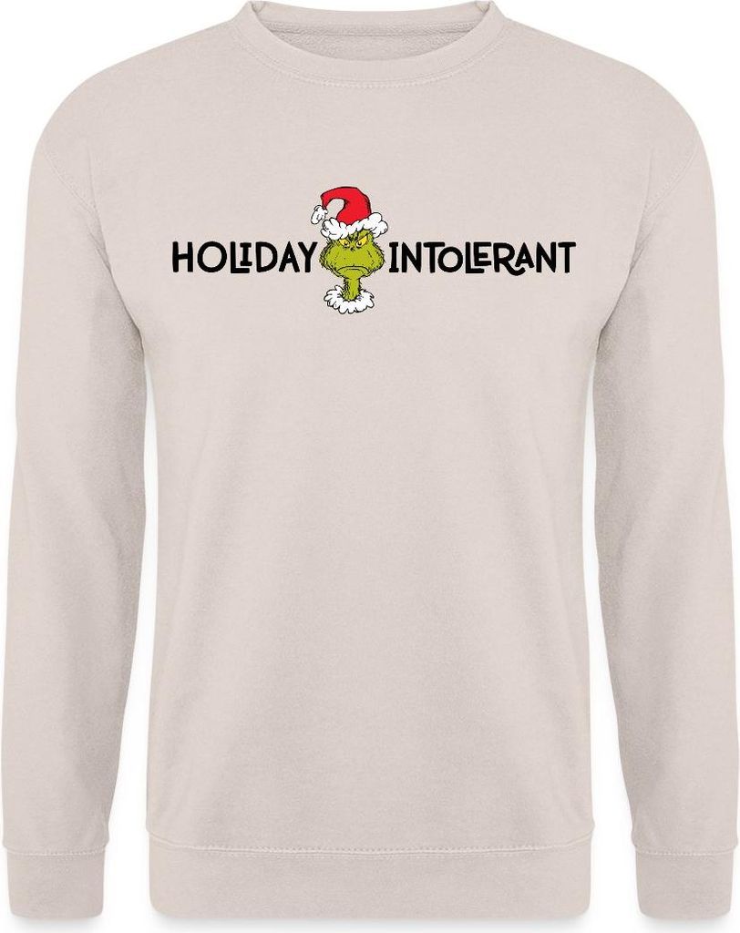 Spreadshirt Der Grinch Statement Holiday Intolerant Uni Pullover, XL, Sand