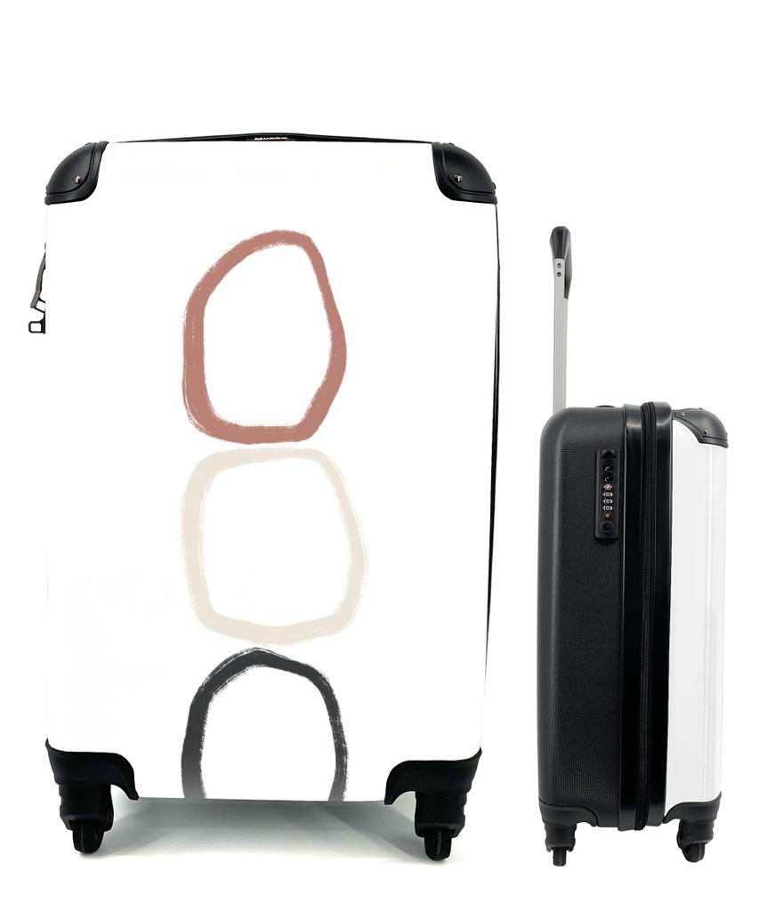 MuchoWow Koffer Handgepäck Trolley Rollkoffer Kleine Reisekoffer mit 4 Rollen - Minimalismus - Geometrische Formen - Pastell - Cabin Size < 55x4...