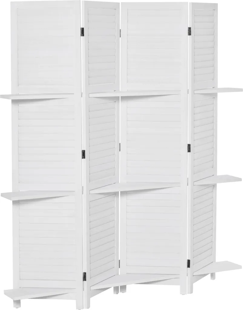 Séparateur de pièce pliable blanc en bois 4 volets pour votre maison
