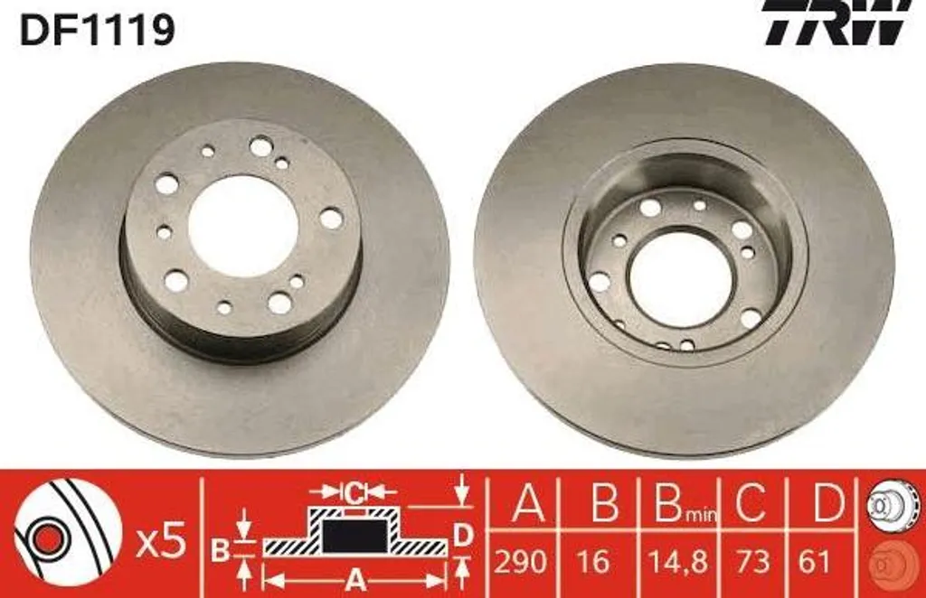 Disque de frein anti-vibration TRW DF1119 contre les sifflements
