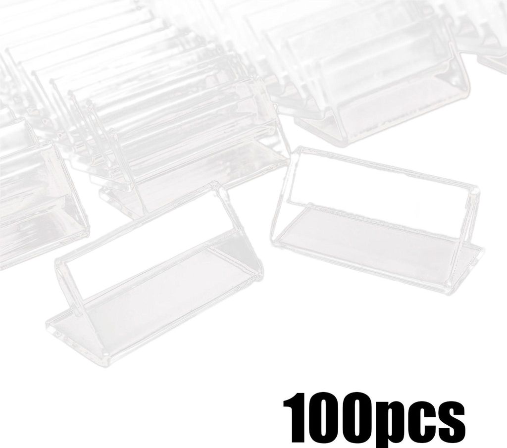 100 Stück Acrylschildständer Etikett Preis Visitenkartenanhänger Ladenplattform Theke Transparent