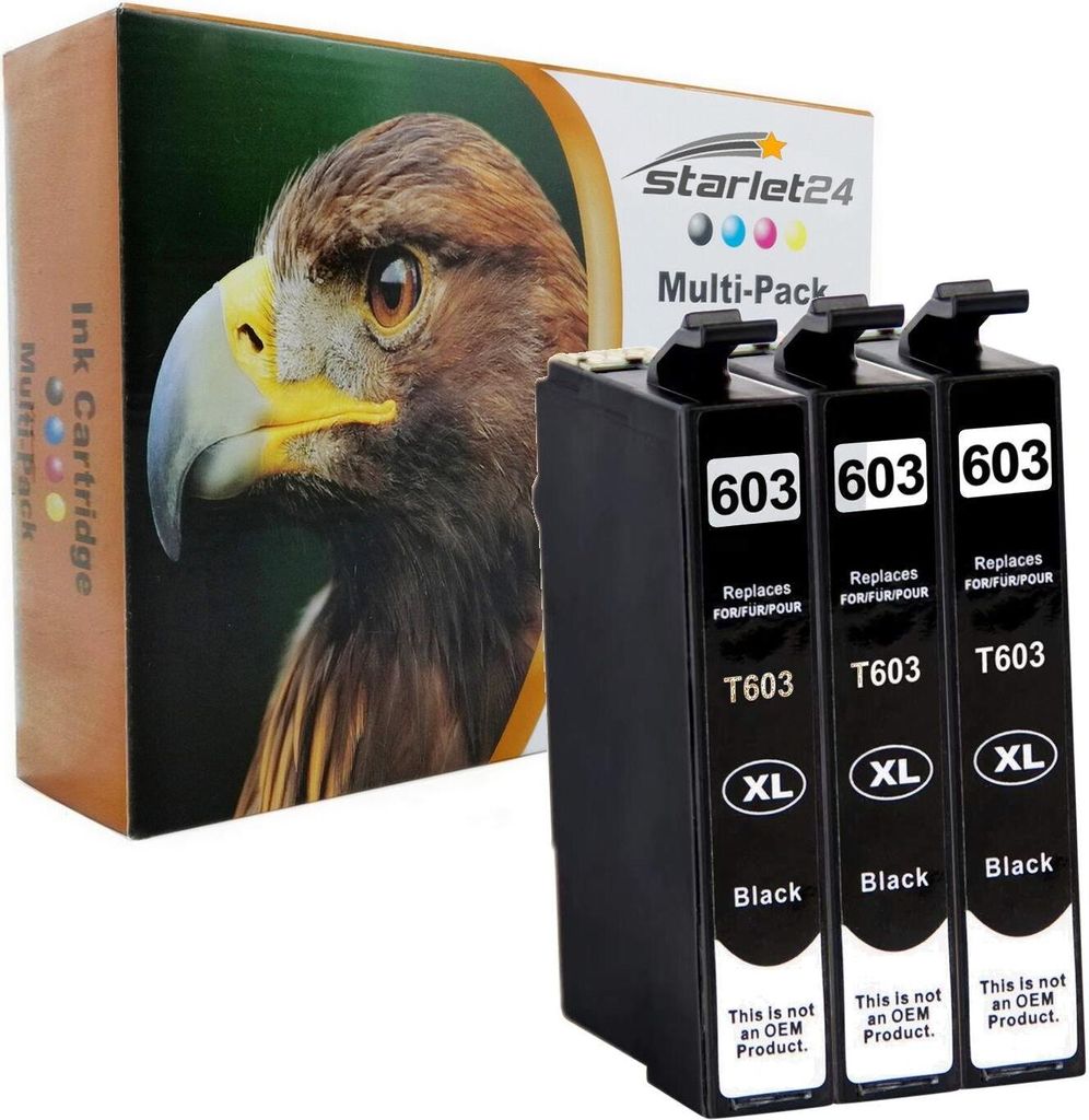 3x D&C Tintenpatronen Schwarz ersetzt Epson 603 XL – Kompatibel mit Epson Expression Home & WorkForce Serien