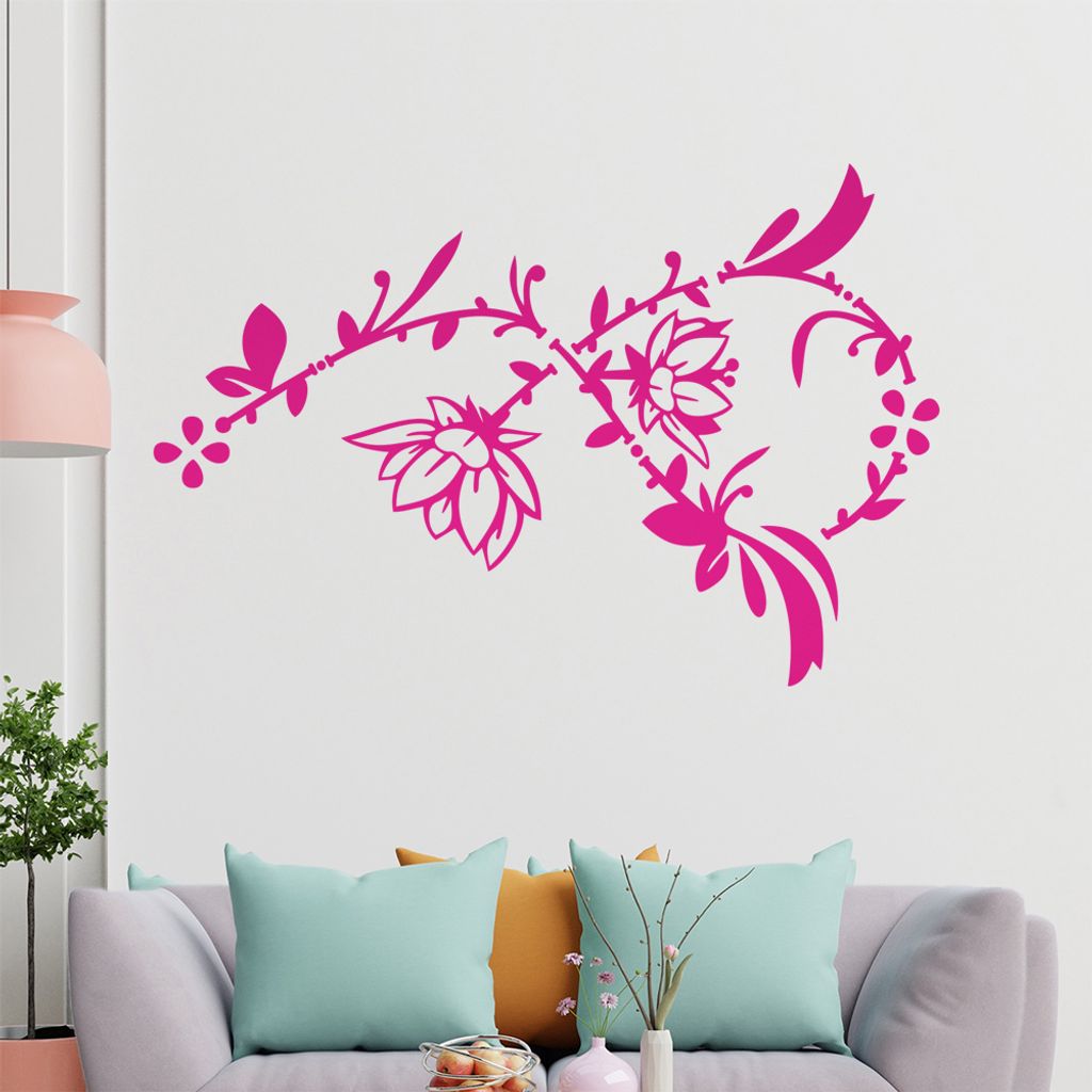 Blume - Ranken Wandtattoo in 6 Größen - Wandaufkleber Wall Sticker - Dekoration, Küche, Wohnzimmer, Schlafzimmer, Badezimmer