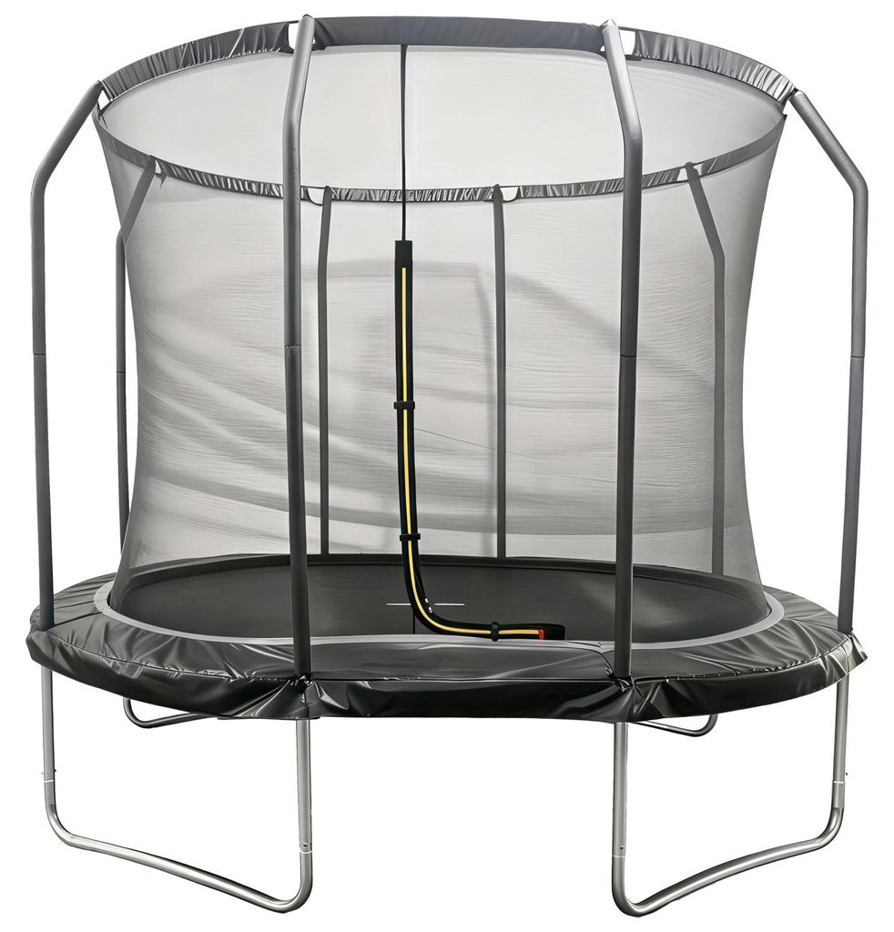 Ovales Trampolin 305x214cm schwarz SYDNEY + Netz und Leiter