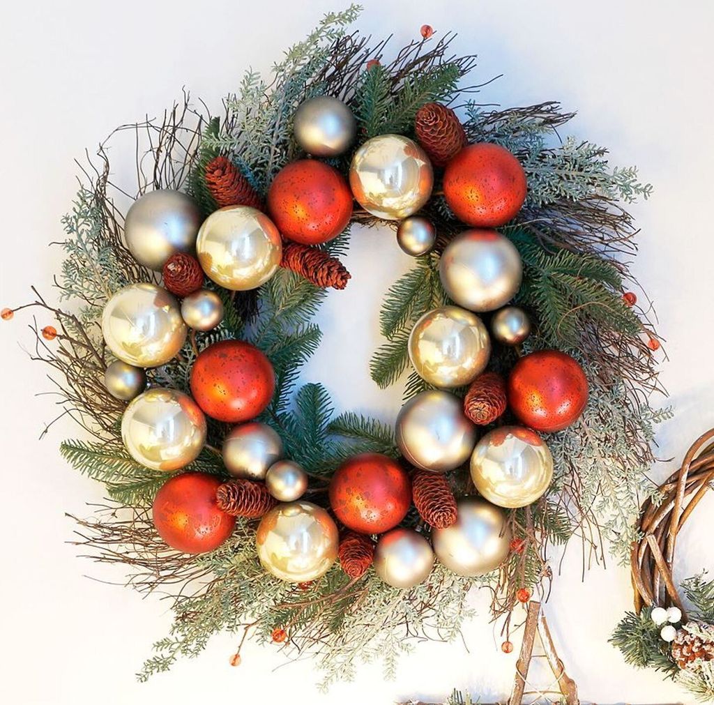 Weihnachts-Türkranz mit Kugeln 60cm Dekokranz Weihnachtsdeko Wanddeko Türdeko