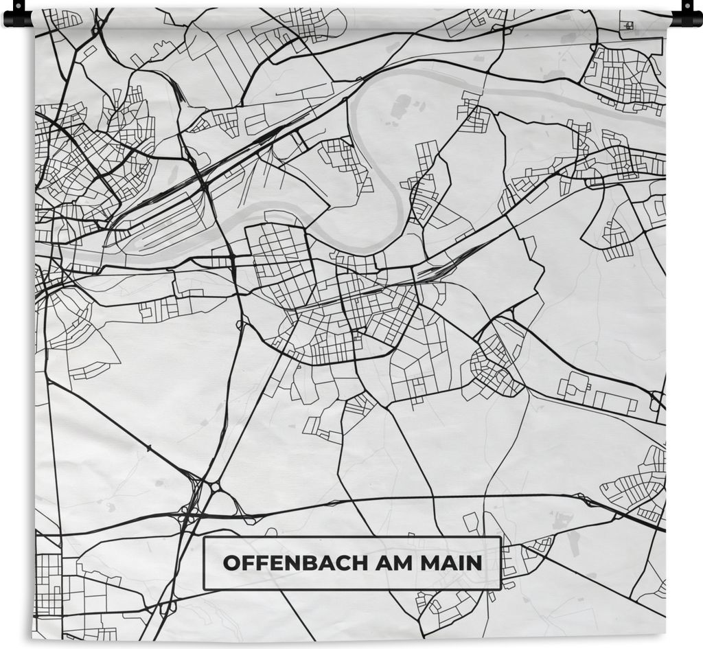 MuchoWow Wandteppich Wandbehang Offenbach am Main - Stadtplan - Karte 90x90 cm Tapisserie Dekoration Wandtuch - Wandaufhänger