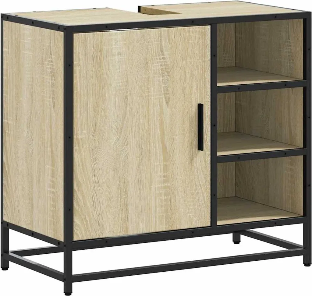 Meuble bas de salle de bain Chêne Sonoma 65 cm décor bois structuré