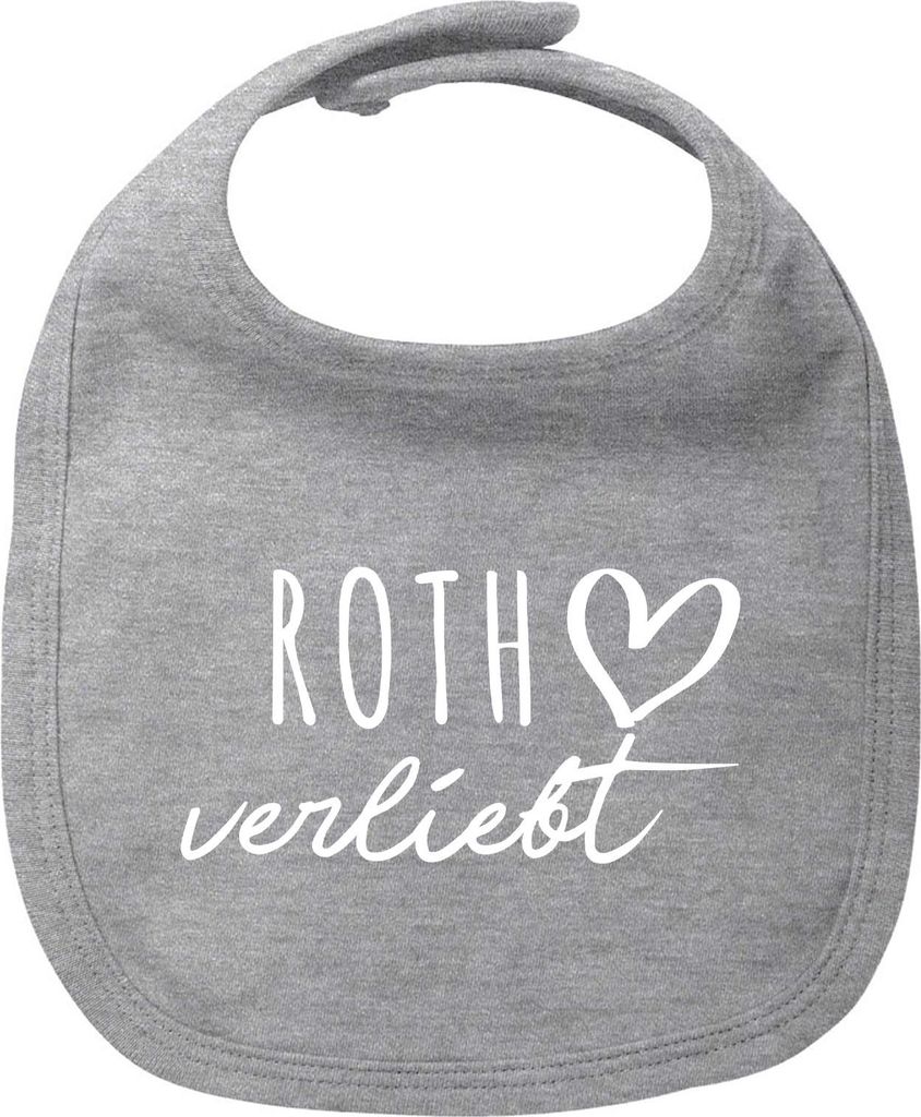 Huuraa Baby Lätzchen Roth verliebt Heather Grey Klettverschluss Baumwolle Latz Geschenkidee