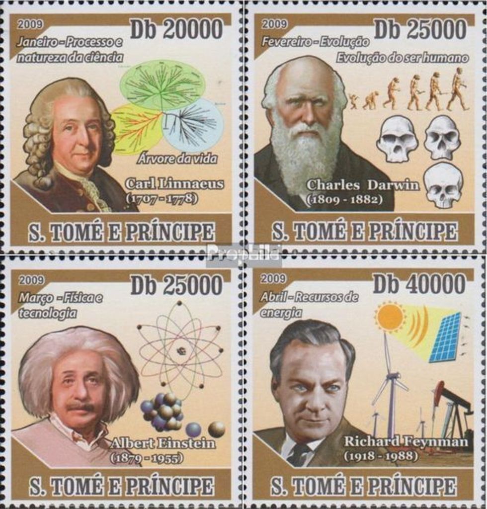 Briefmarken Sao Tome e Principe 2009 Mi 4035-4038 (kompl.Ausg.) postfrisch Jahr der Wissenschaft