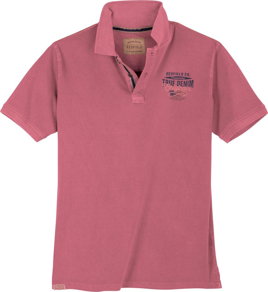 Redfield Polo XXL Vintage Chestprint dunkelrosa