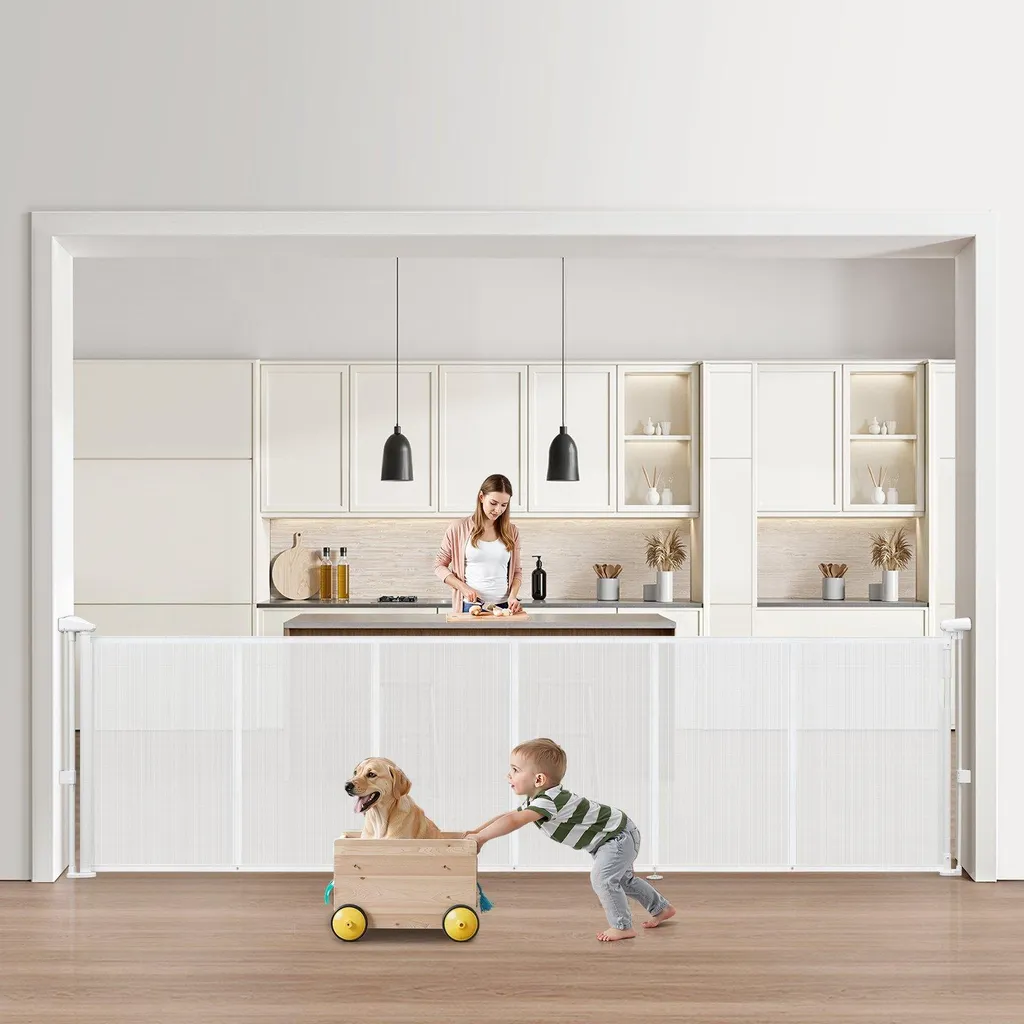 Barrière de sécurité blanche pour escalier et porte extensible 280 cm
