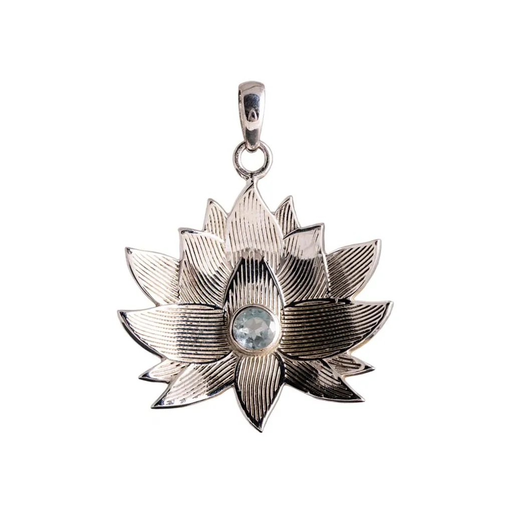 Collana Fiore di Loto Topazio Blu - Gioiello Trendy in Argento