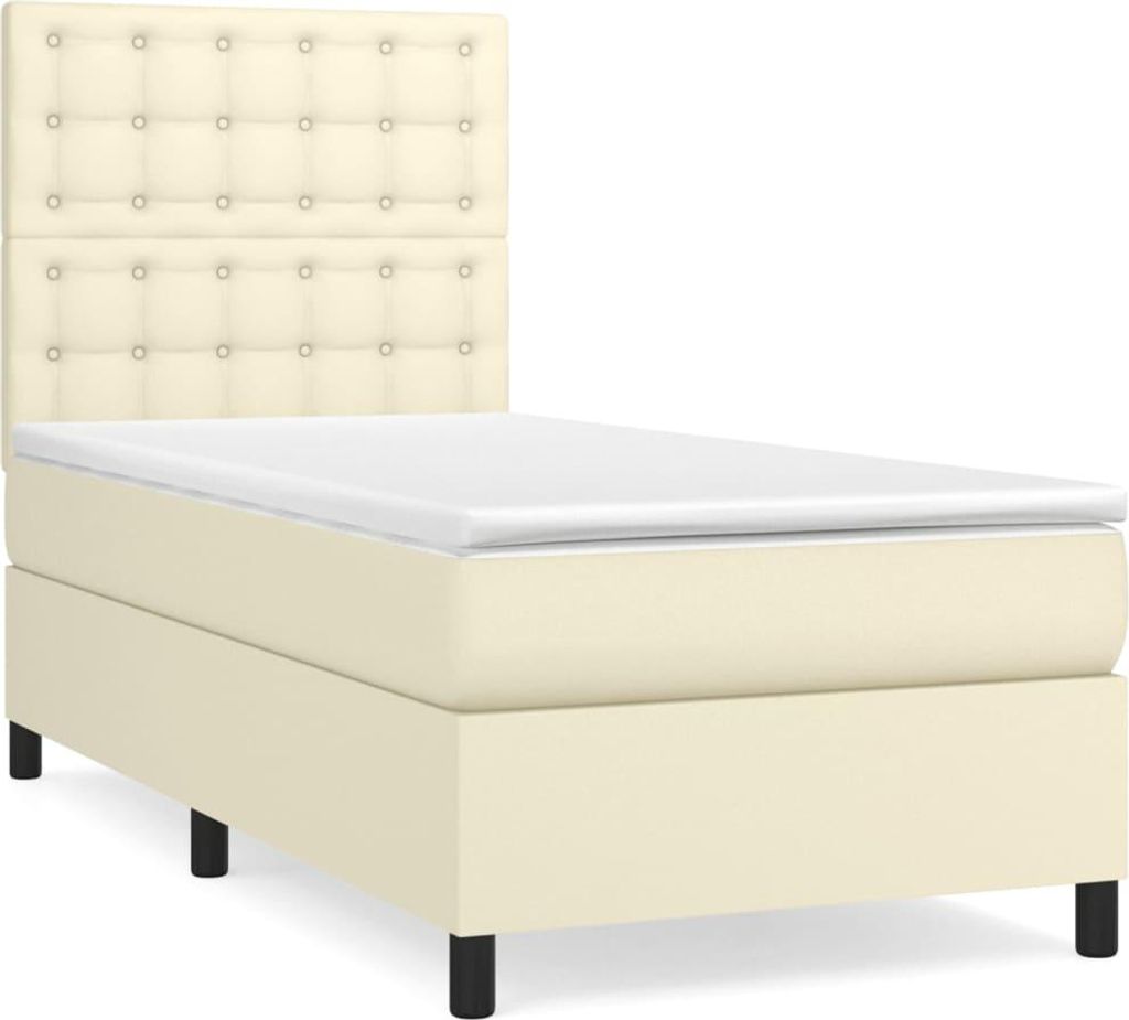 vidaXL Boxspringbett mit Matratze Creme 80x200 cm Kunstleder