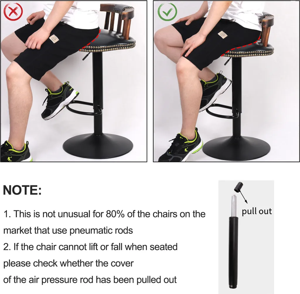 Tabouret de Bar Design Noir avec Dossier Réglable - Ensemble de 2 Pièces - 7