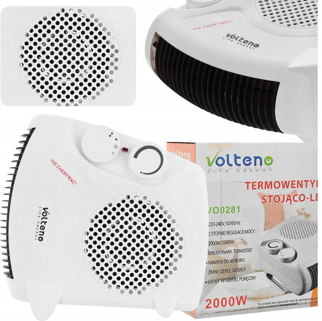Farelka Radiateur Soufflant Électrique 2000W avec Thermostat Réglable
