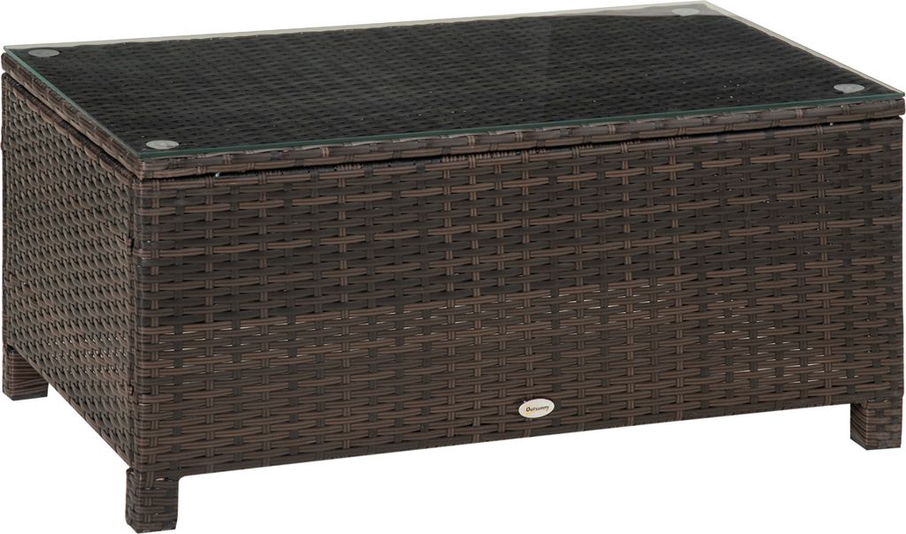 Outsunny Garten Beistelltisch aus Polyrattan, Braun 85 x 50 Produktbild 
