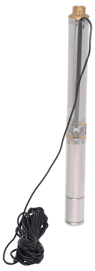 Tiefbrunnenpumpe - Tauchpumpe - 750 W - 220–240 V - 2850 U/min - Edelstahl - Reinkupfermotor - EU-Stecker - Silber