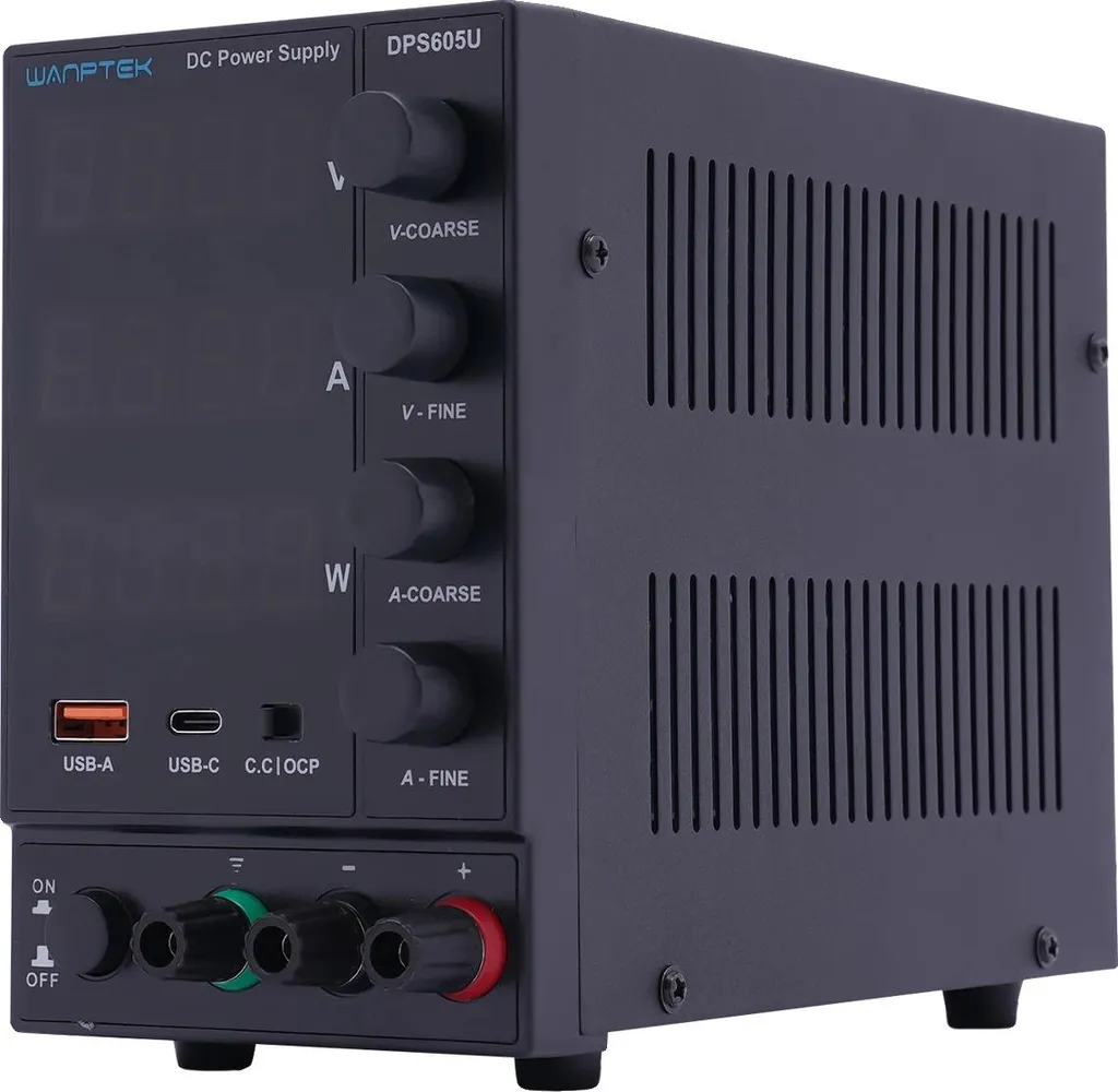 Alimentation CC Noir avec Tension Réglable et Ports USB de Recharge