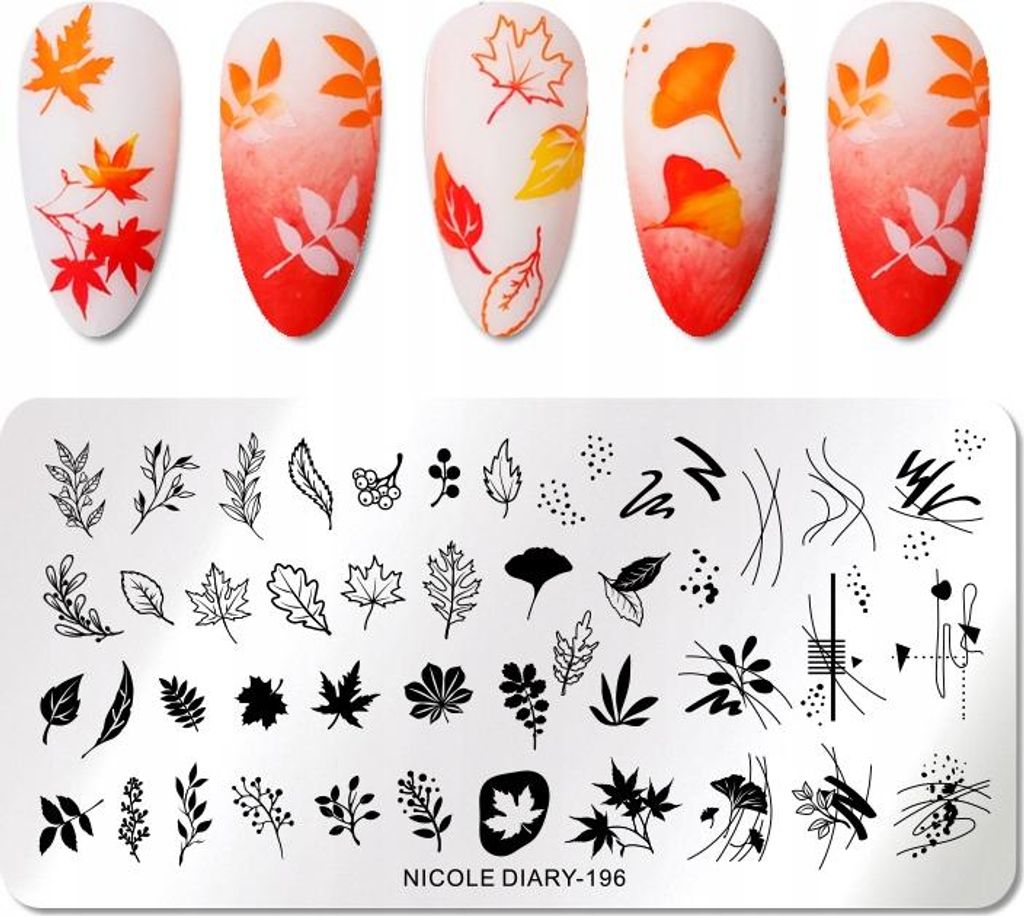HERBSTBLÄTTER Nailart Stempelplatte