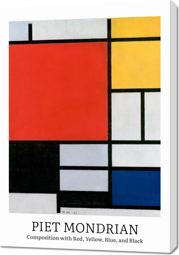 Design Composition 3 Mondrian Vintage: Quadro 70x100 per Parete Salotto