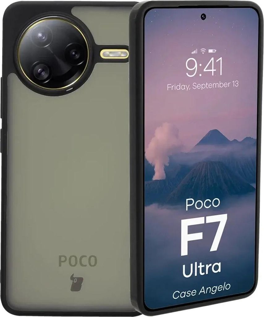 Bizon Case Angelo Xiaomi Poco F7 Ultra rauchig mit einem schwarzen Rahmen