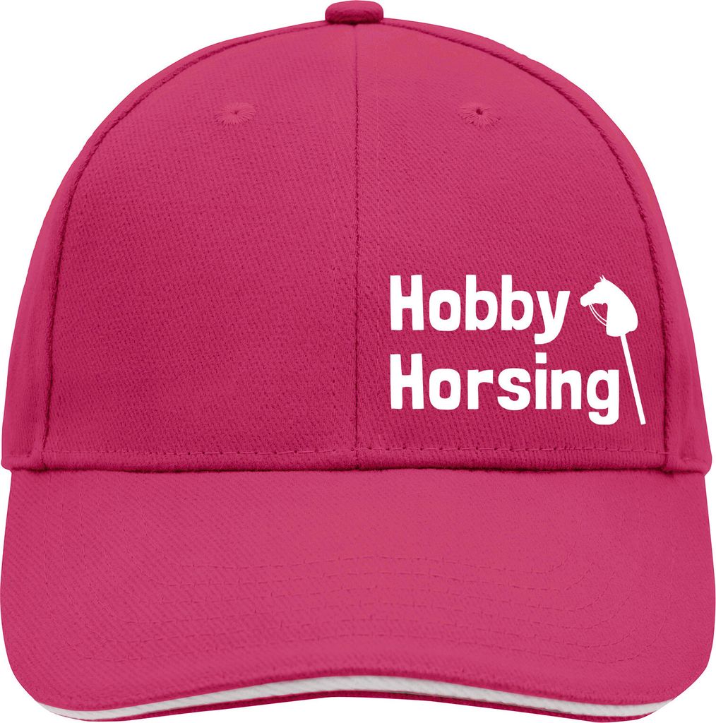 Huuraa Cappy Mütze Hobby Horsing Steckenpferd Pink/White Baumwolle 6-Panel Kappe Geschenkidee