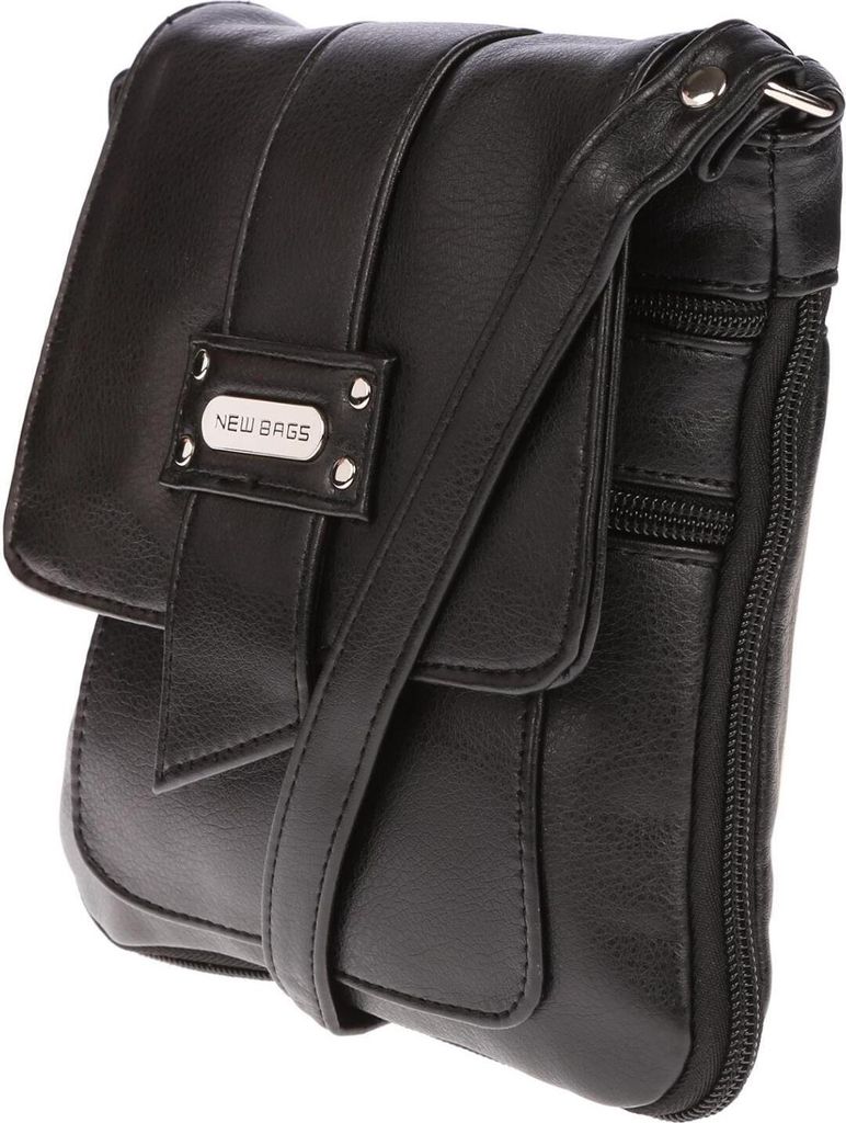 Kleine praktische Herren Damen Tasche Umhängetasche Schultertasche Sling Bag Schwarz