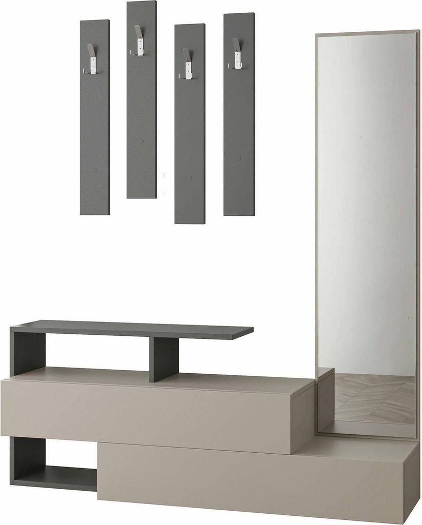 Dmora Eingangsmöbel Himalia 137x35x54.5h cm Grau 14 Paare
